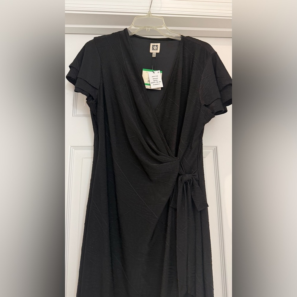 NEW Anne Klein Elegant Black Midi Dress L